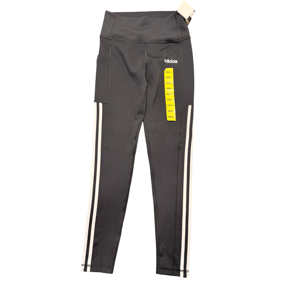 Adidas 3-Stripes 7/8 Tight Leggings Womens Small Gray Climalite Athleisure New